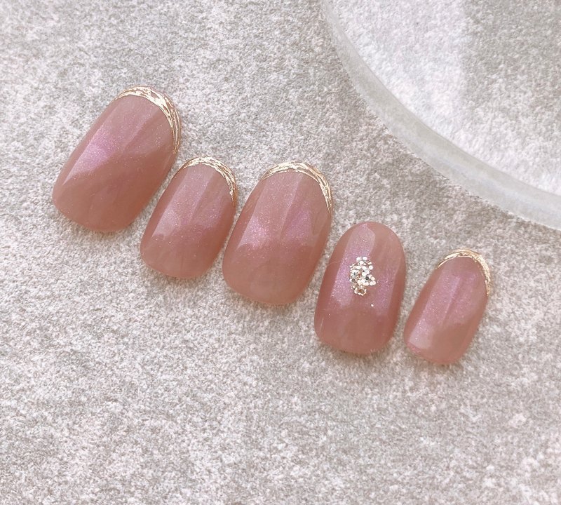 ネイルチップ　nail 美甲　ピンク　キラキラ　pink  french フレンチネイル - 指甲油/指甲貼 - 塑膠 粉紅色