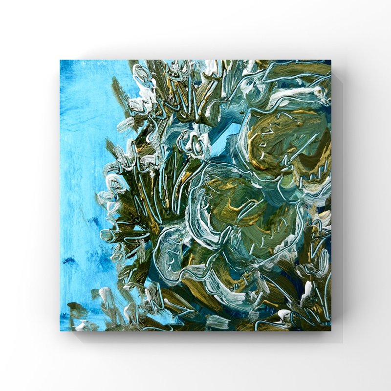 Corals painting Coral Reef Art Miniature original painting Underwater Nautical - 海報/掛畫/掛布 - 其他材質 藍色