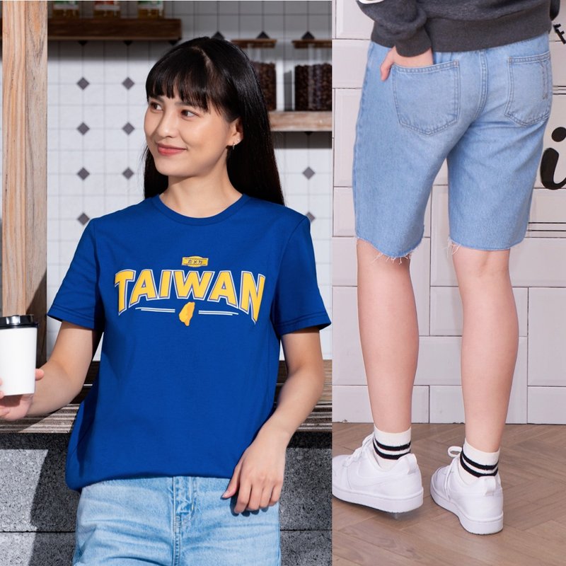 【Complete Outfit. Energetic Support】(Women's) Two Original Taiwan Tees. Two Denim Shorts. - เสื้อยืดผู้หญิง - ผ้าฝ้าย/ผ้าลินิน 