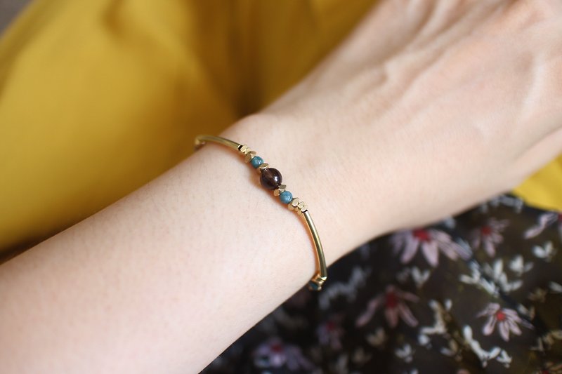 Smoky crystal-Brass bracelet - Bracelets - Copper & Brass Multicolor