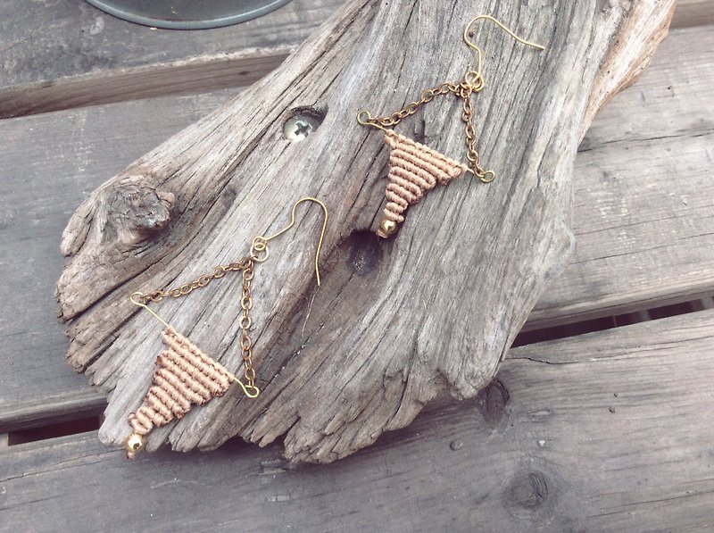 Old twisted ball woven earrings - Earrings & Clip-ons - Copper & Brass Khaki