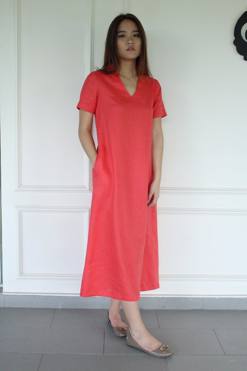 women clothing / long linen dress / linen clothing / dress for women  E-45D - 洋裝/連身裙 - 亞麻 