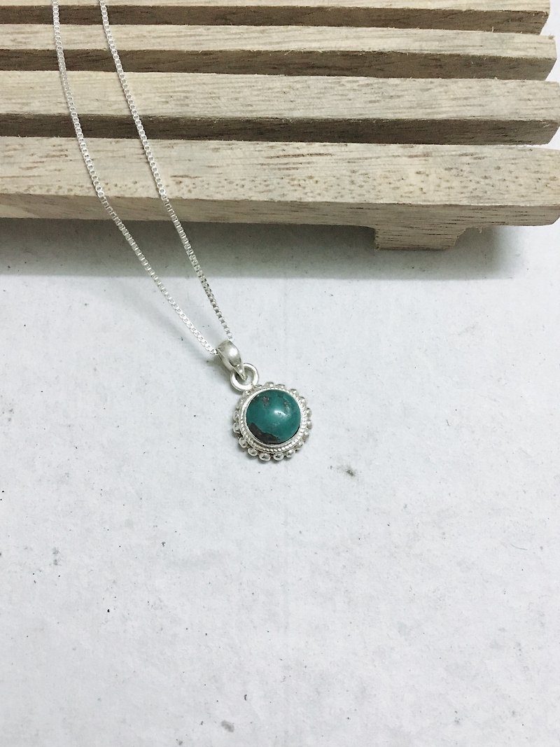Turquoise Pendant Handmade in Nepal 92.5% Silver - Necklaces - Semi-Precious Stones 