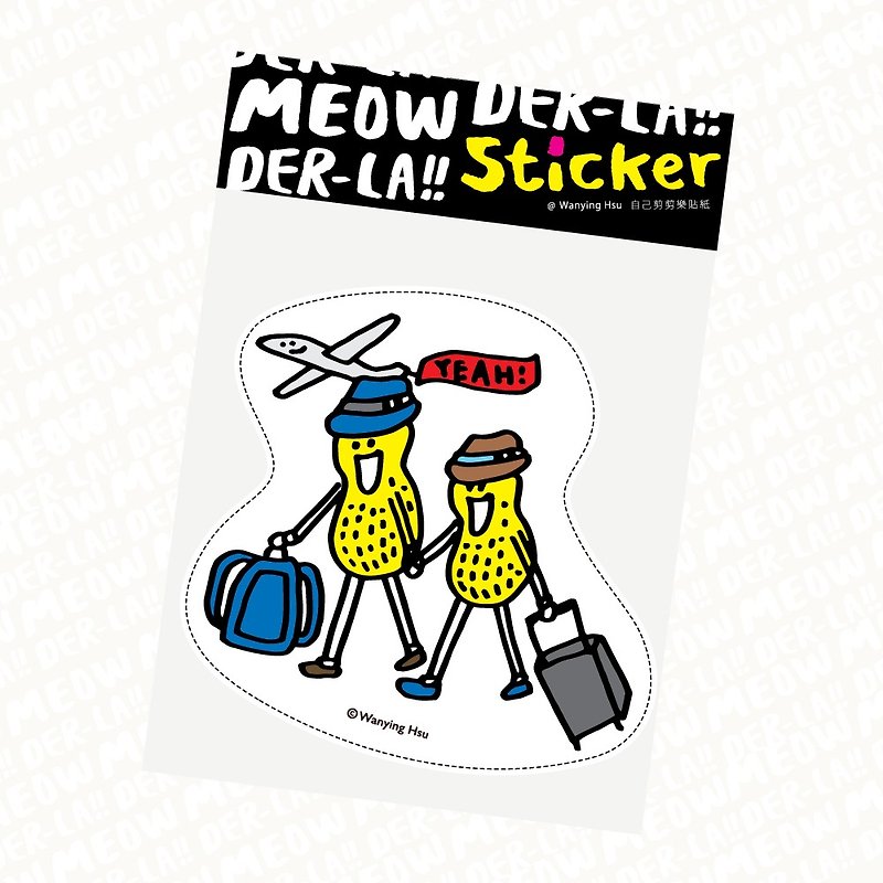 Wanying Hsu, the cat went down and cut the suitcase sticker "Travel YEAH" - สติกเกอร์ - กระดาษ 