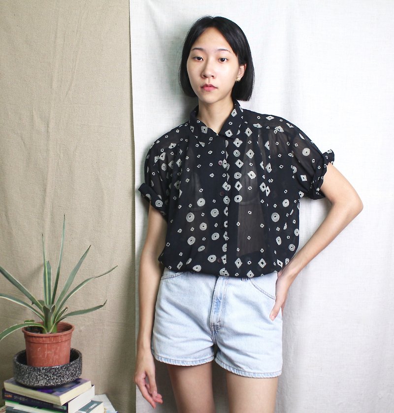 FOAK vintage parallel time and space geometric pattern shirt - Women's Shirts - Other Materials 