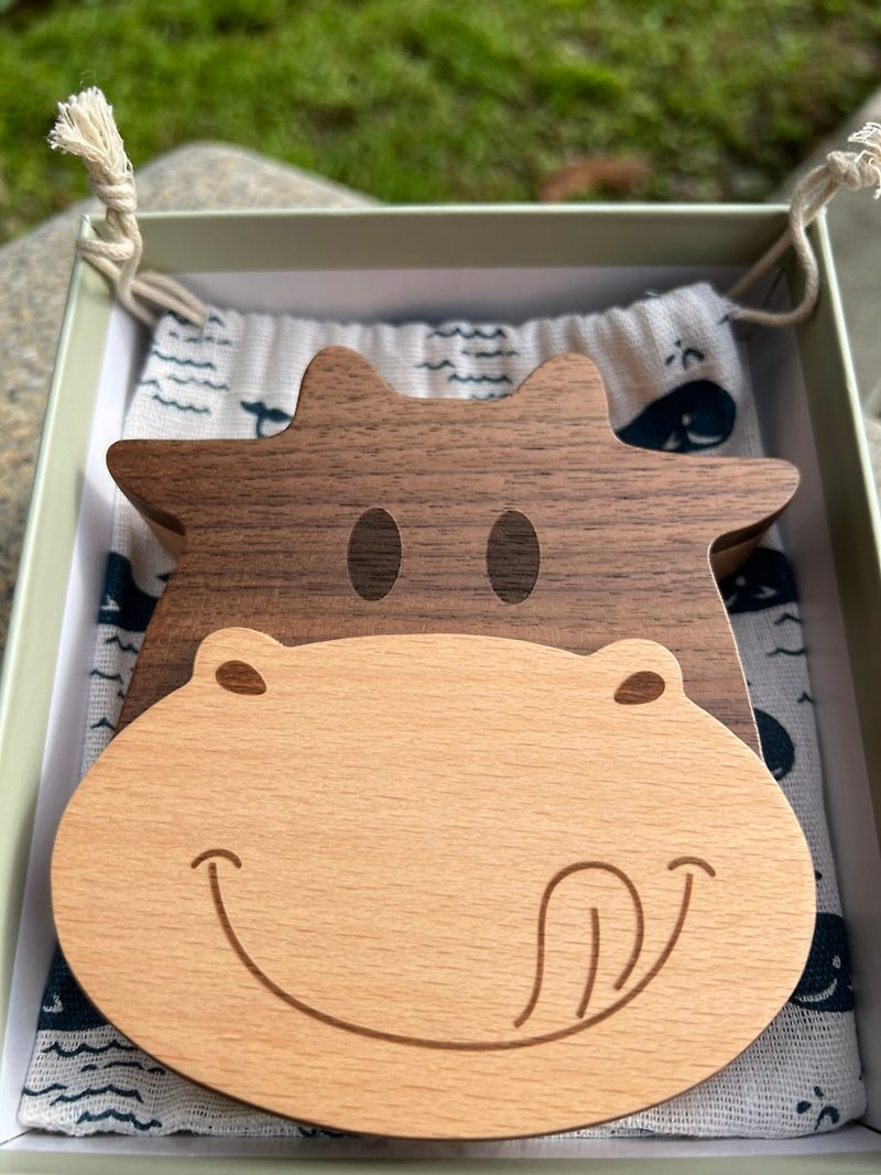 Aoki Workshop/ Customizable-Baby Tooth Box (Cow) - กล่องเก็บของ - ไม้ สีนำ้ตาล