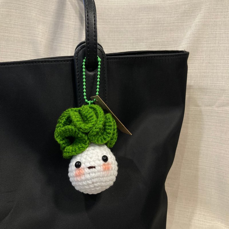 Bok choy crochet keychain - 鑰匙圈/鑰匙包 - 棉．麻 綠色