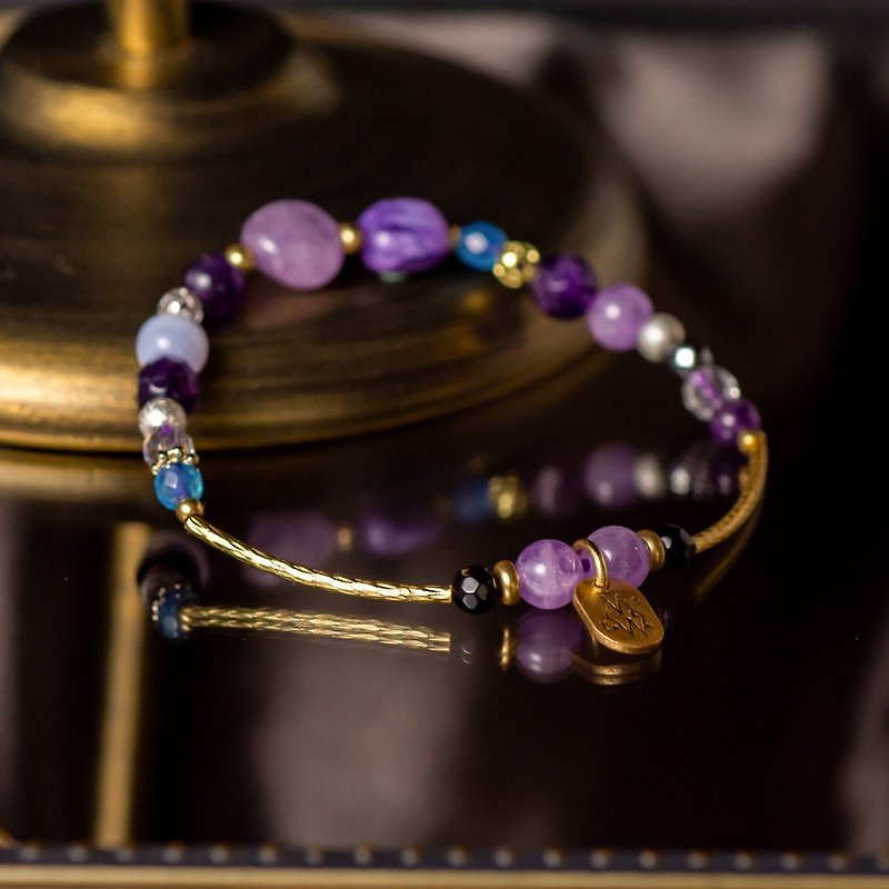 Sophia // C1146-4 purple top round Bronze Bracelet - Bracelets - Gemstone 