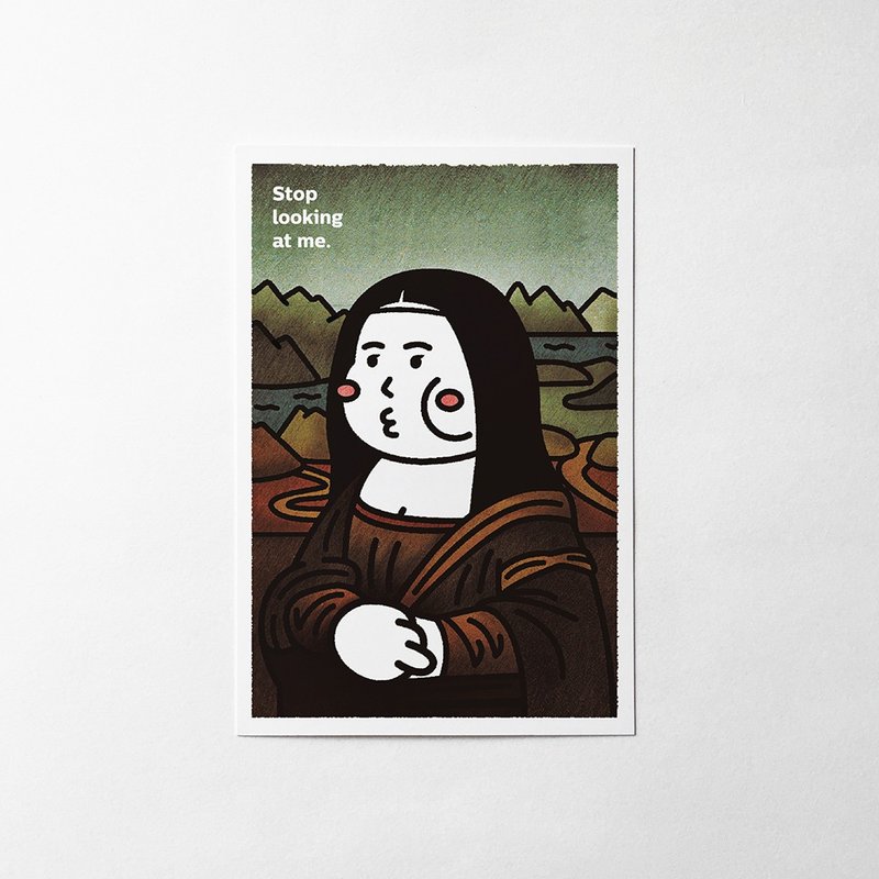 cheeky cheeky The thick-faced Mona Lisa's middle finger painting spoof series 02 postcard - Cards & Postcards - Paper White