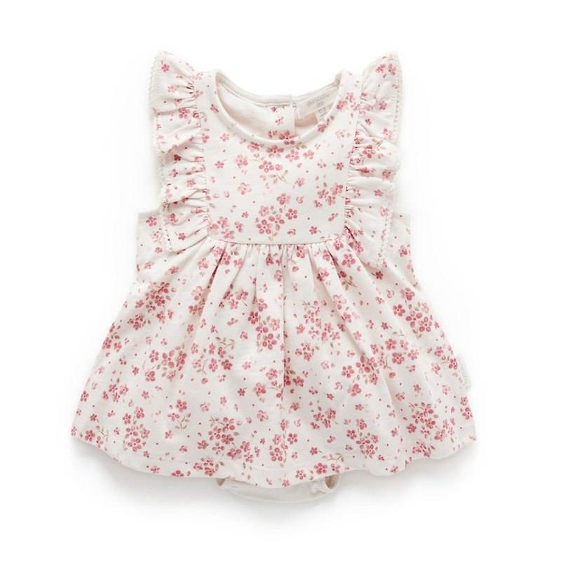 Australian Purebaby organic cotton girls onesies/baby jumpsuit small red floral - Onesies - Cotton & Hemp 