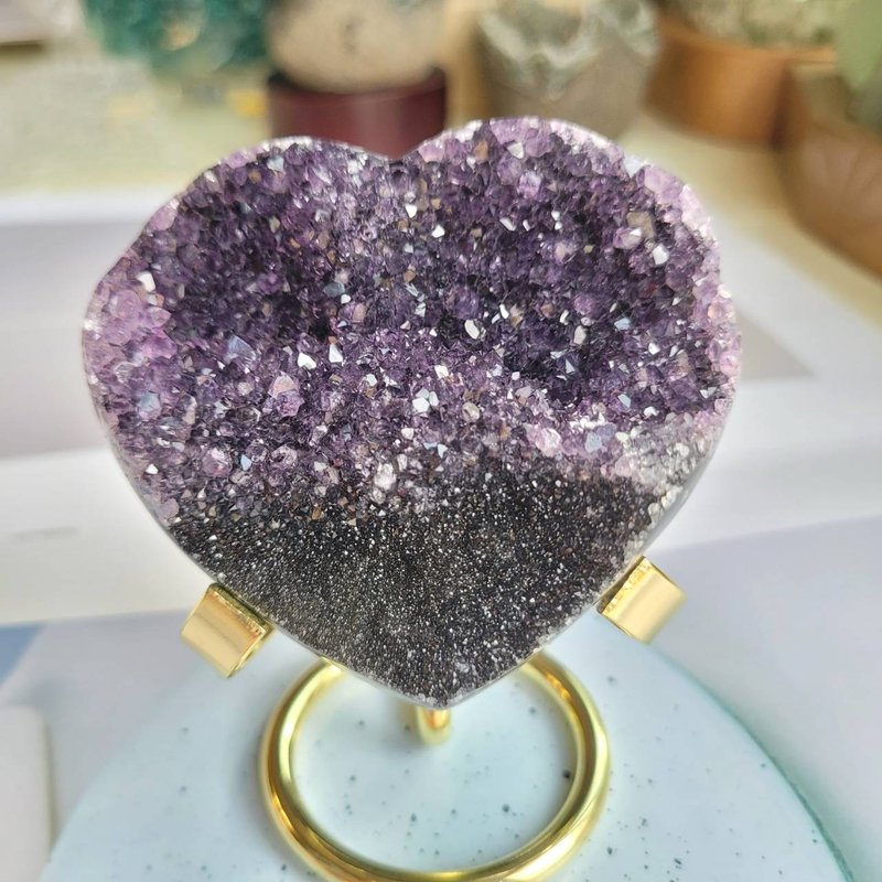 L款黑砂糖紫水晶愛心/異象水晶/招財貴人正緣 - 擺飾/家飾品 - 水晶 