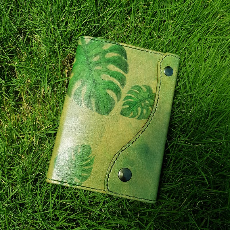 Genuine Leather Case A7 Binder 6-hole Notebook Leather Case Notepad 6-hole Leather Case-With Blank A7 Leaflet - Notebooks & Journals - Genuine Leather Green