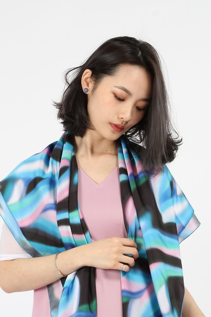 Satin soft digital printing square scarf-Aurora - Scarves - Polyester Multicolor