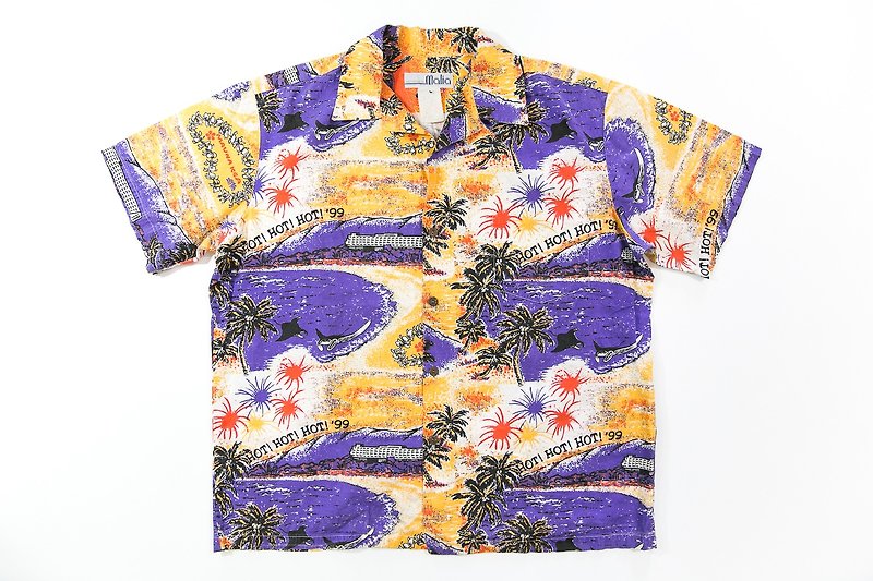 [3thclub銘仁棠] 夏威夷衫 亮橘海灣 日本 HWS-002 vintage - 男裝 恤衫 - 棉．麻 紫色