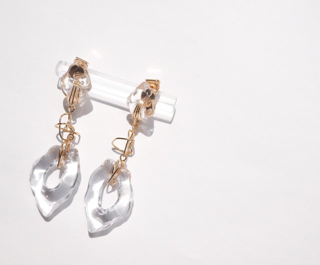 melt ice (gold) - Shop ranu Earrings & Clip-ons - Pinkoi