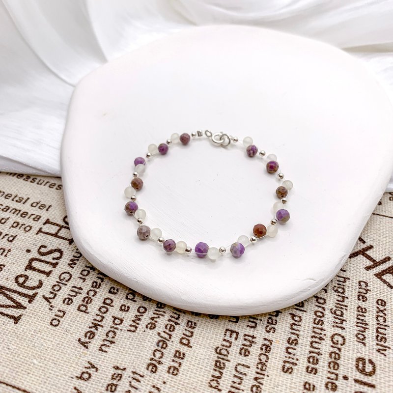 [Sit and watch the clouds rise] Purple mica white chalcedony crystal bracelet bracelet crystal bracelet bracelet - Bracelets - Crystal Purple