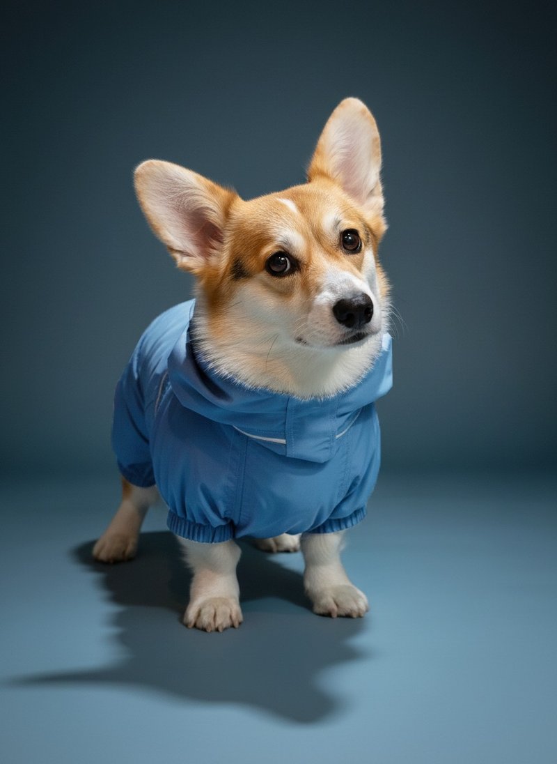 柯基犬專屬 透氣機能雨衣 短腿友善款 可定製修改-晨霧藍 - 寵物衣服 - 聚酯纖維 黃色