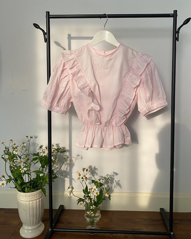 Lady garden Blouse - Soft Pink - Women's Tops - Cotton & Hemp Pink