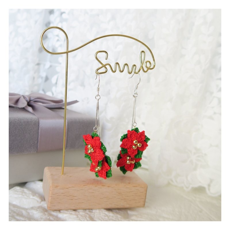 micro hook christmas earrings - ต่างหู - ผ้าฝ้าย/ผ้าลินิน หลากหลายสี