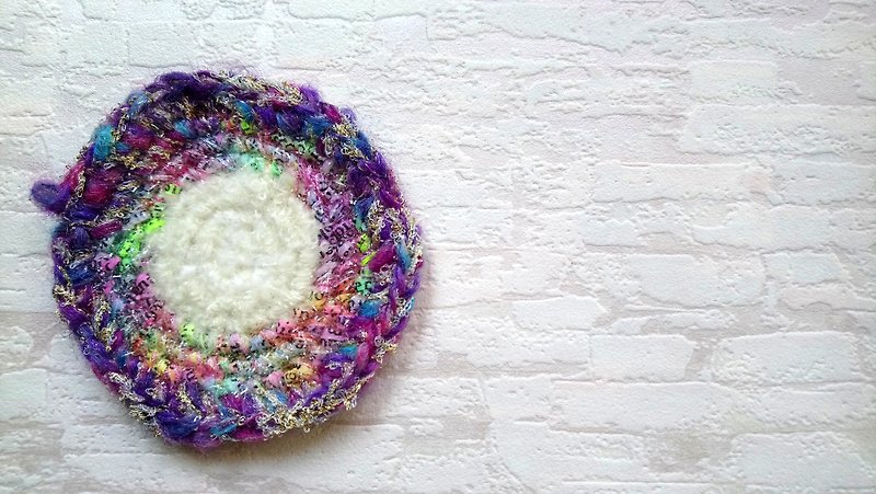 Hand-dyed yarn coaster - Coasters - Silk Purple