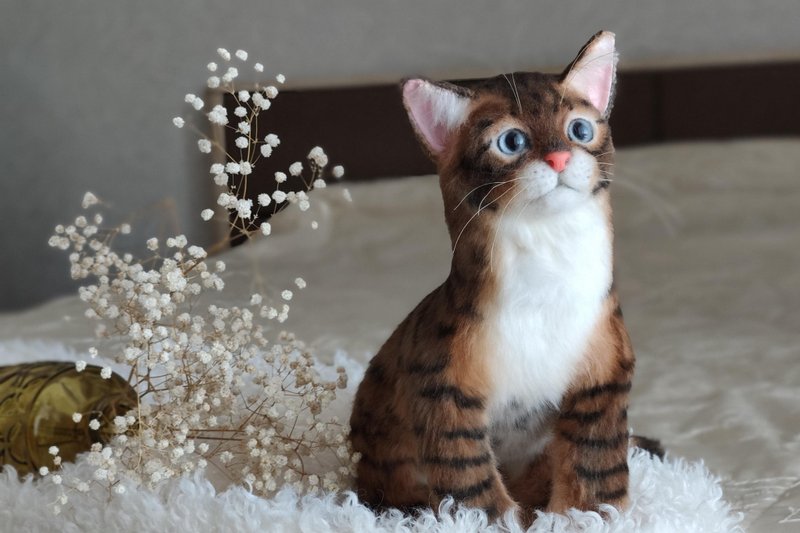 Realistic plush kitten - Stuffed Dolls & Figurines - Other Materials Brown