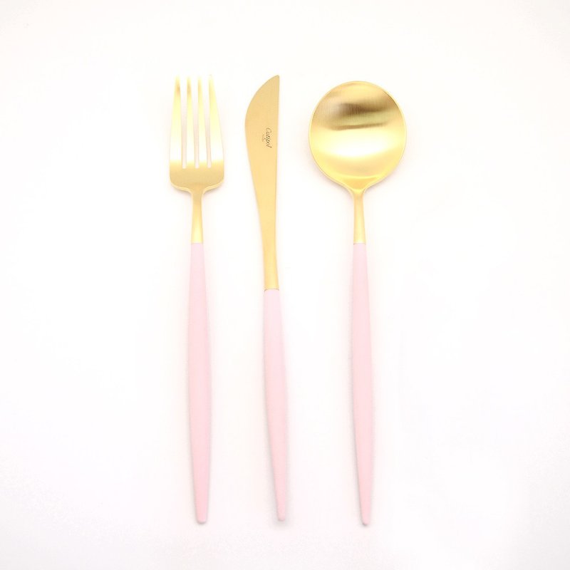 | Cutipol | GOA Pink Matte Gold 3 Pieces Set (Table Knife/Spoon/ Fork) - Cutlery & Flatware - Stainless Steel Pink