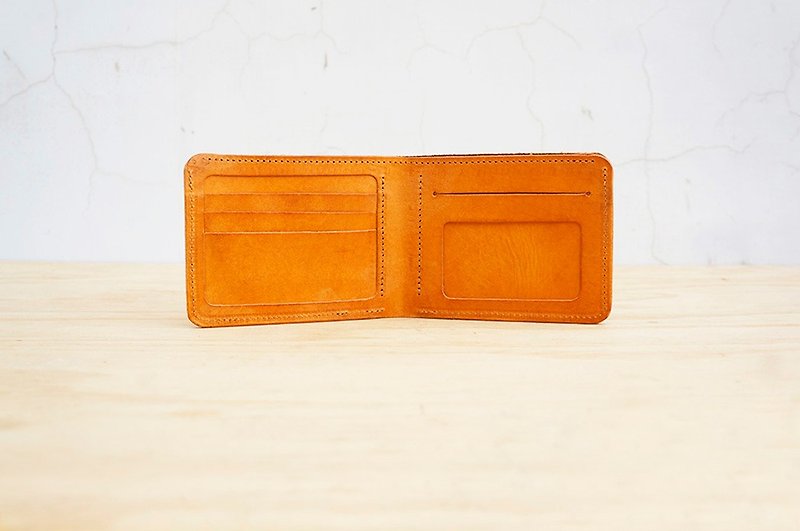 新しい革の写真の短いクリップ（カード位置×8写真ビット×1紙幣レイヤリング×2カスタムレタリング） - 財布 - 革 オレンジ