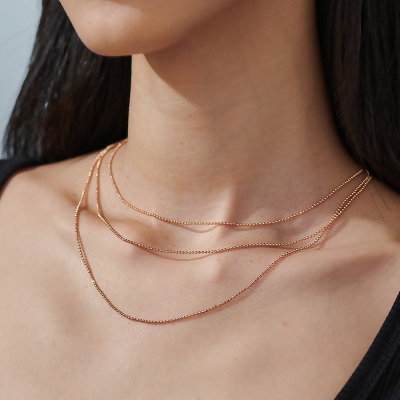 Shimmer beaded three-layer naked chain (three colors in total) - Necklaces - Copper & Brass 