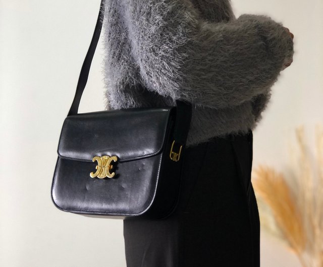 日本直送 名牌中古包 】CELINE セリーヌ トリオンフ レザー ショルダーバッグ ブラック vintage ヴィンテージ オールド iv4xyc  - ショップ VintageShop solo ショルダーバッグ - Pinkoi