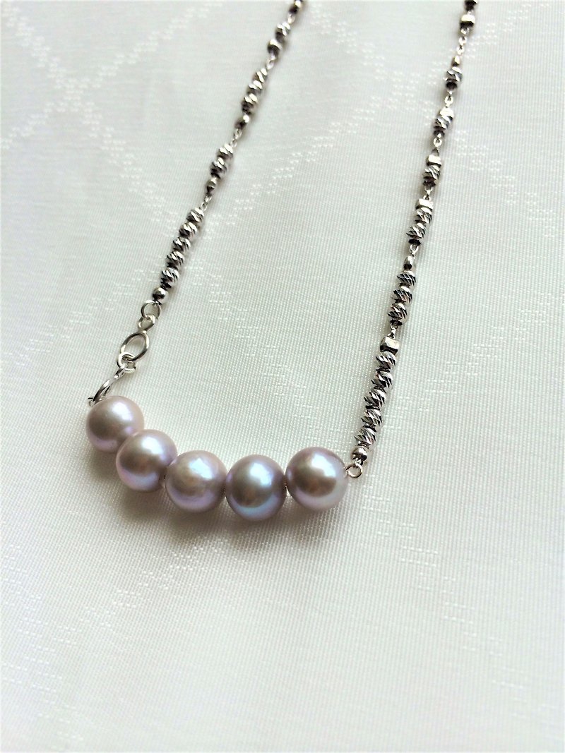 100% own design 925 sterling silver silver freshwater pearl pendant - สร้อยคอ - ไข่มุก สีเงิน