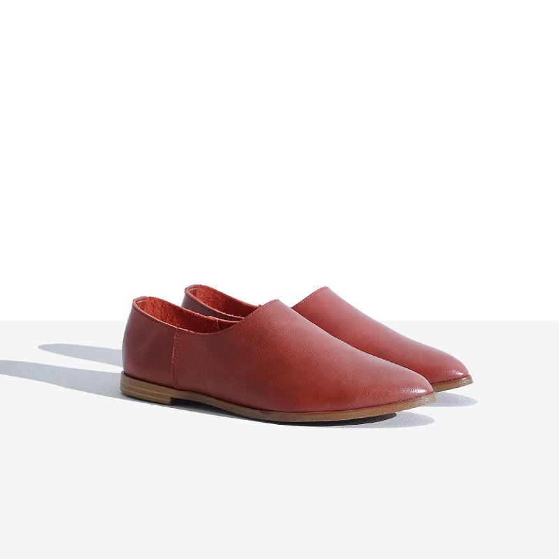 Pointy-toe Slippers | Crimson - รองเท้าอ็อกฟอร์ดผู้หญิง - หนังแท้ สีแดง