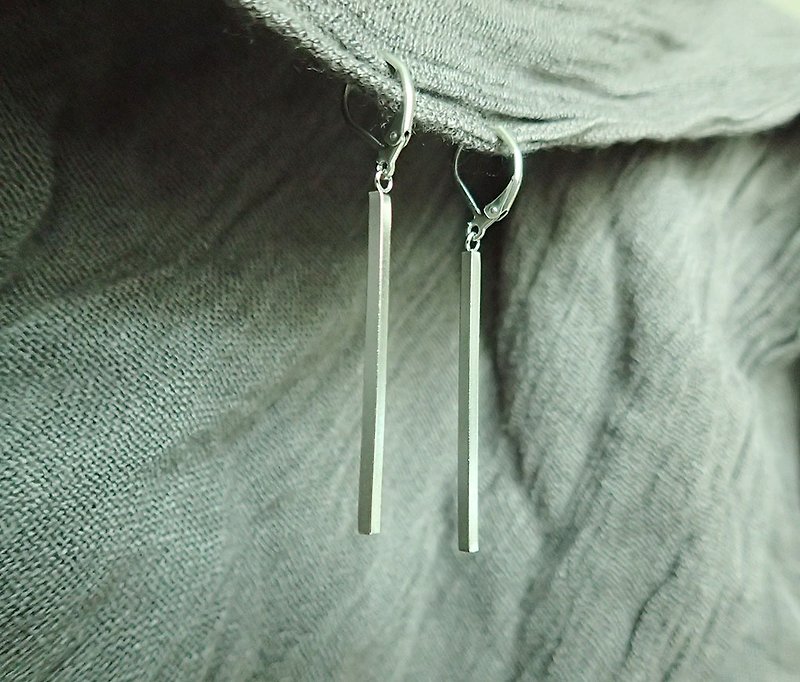 earrings with French Hook, Stainless Steel - Earrings & Clip-ons - Stainless Steel Silver