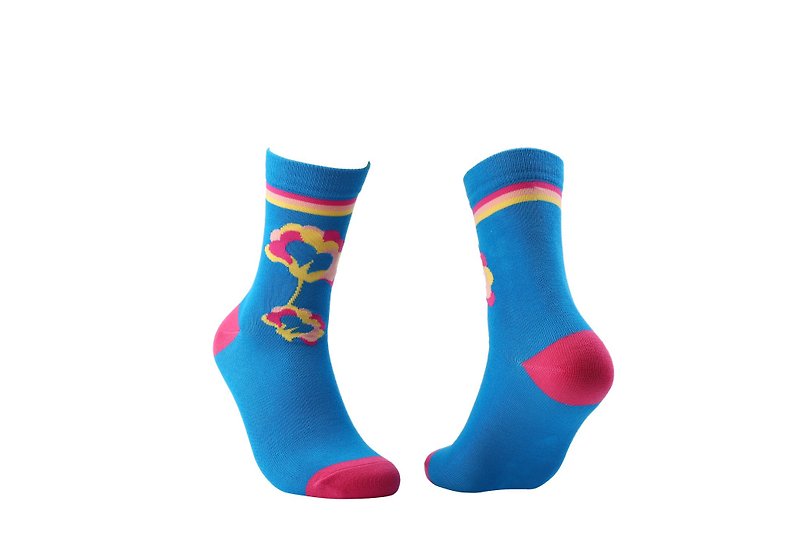 SABRINA HSIEH x LIFEBEAT 60's Joint Knit Socks - ถุงเท้า - ผ้าฝ้าย/ผ้าลินิน สีน้ำเงิน