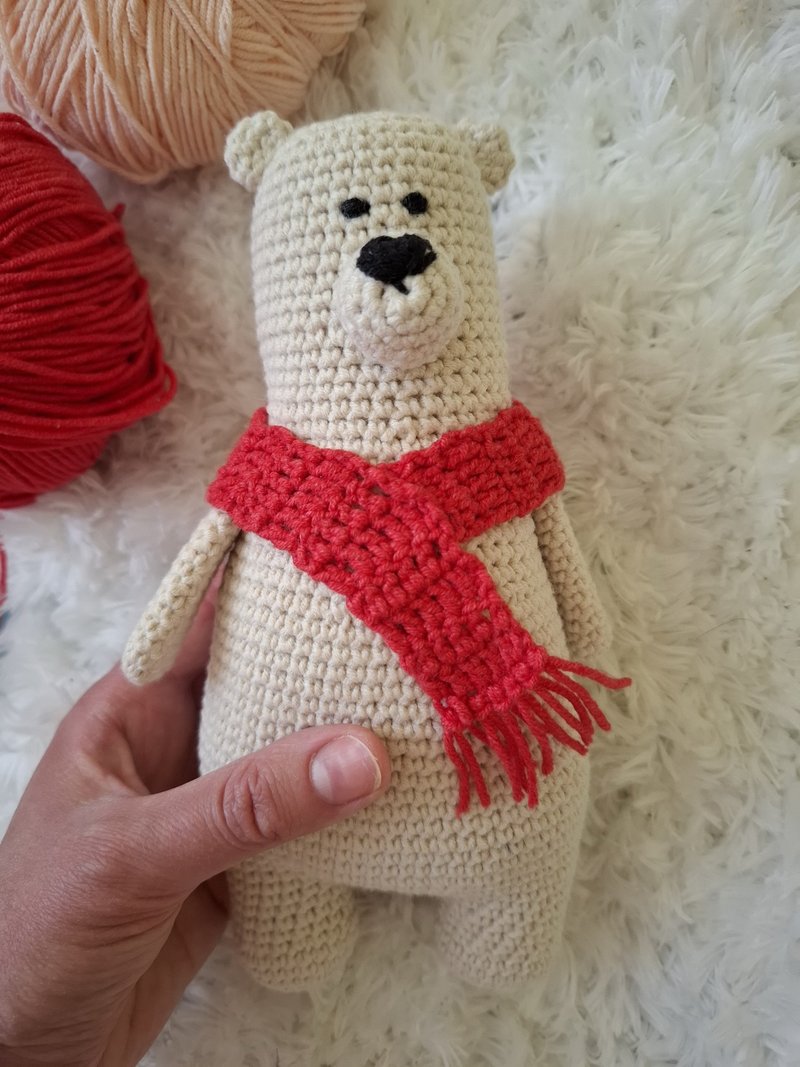 Bear toy crochet bear plush bear baby gift amigurumi kids - 寶寶/兒童玩具/玩偶 - 棉．麻 藍色