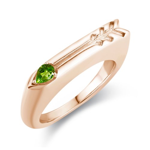 Majade Jewelry Design 橄欖石圖章戒指-箭心形客製女戒-925純銀印章情侶對戒-免費刻字