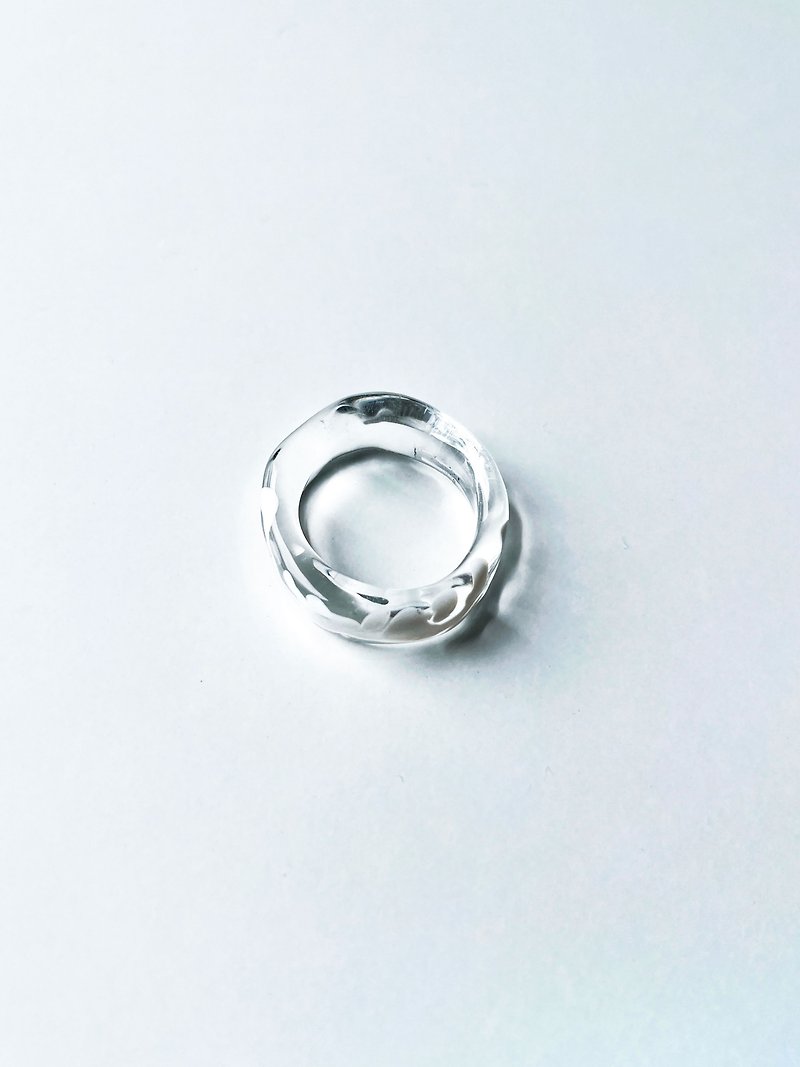 glass ring white snow - 戒指 - 玻璃 白色