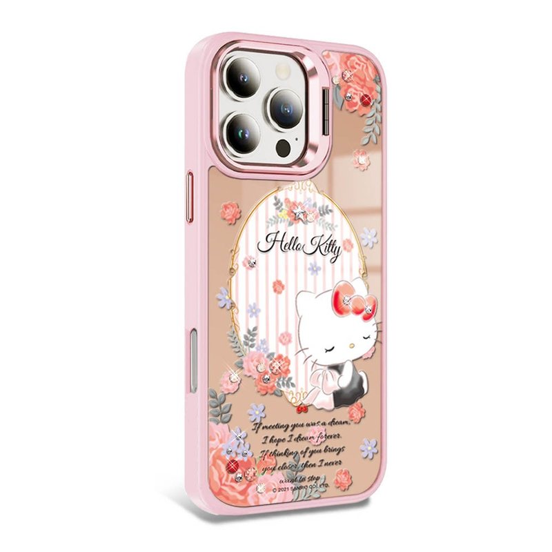 iPhone 全系列 軍規防摔合金框隱形立架鏡面鑽殼-玫瑰凱蒂 - 手機殼/手機套 - 其他材質 多色