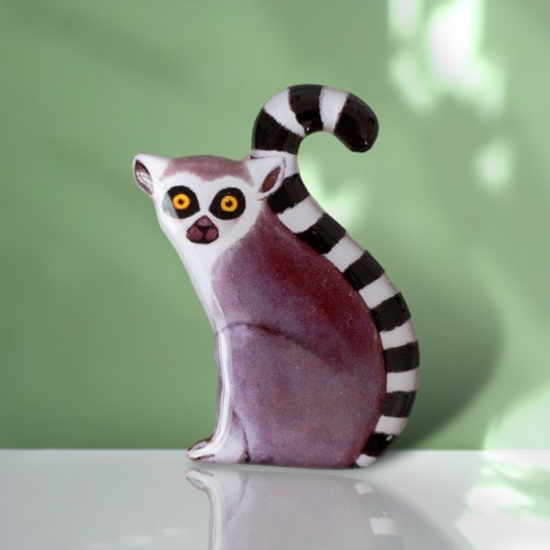 Tropical Ring-tailed Lemur Brooch - เข็มกลัด - พลาสติก 