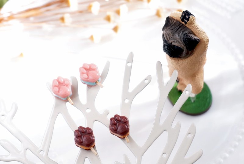 Meaty Cat's Palm Sandwich Ice Cream Earrings/ Ear Pins/ Clip-On - ต่างหู - ดินเหนียว สีม่วง