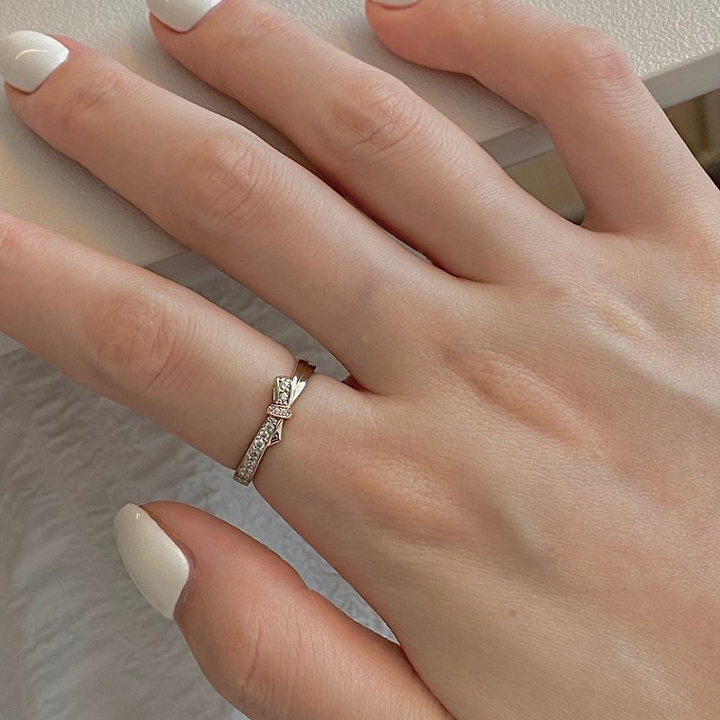14k ballet ribbon ring - แหวนทั่วไป - โรสโกลด์ 