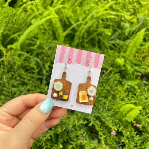 藝小小工作室 mini.artsss All Day Breakfast 全日早餐 手作 耳環 (UV滴膠+樹脂黏土製作)