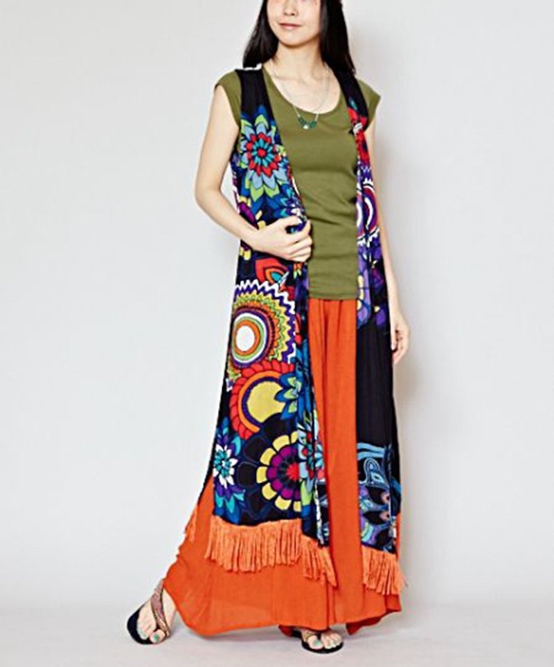 【Pre-order】 ☼ Colorful flowers Print blouse ☼ (three-color) - Overalls & Jumpsuits - Cotton & Hemp Multicolor