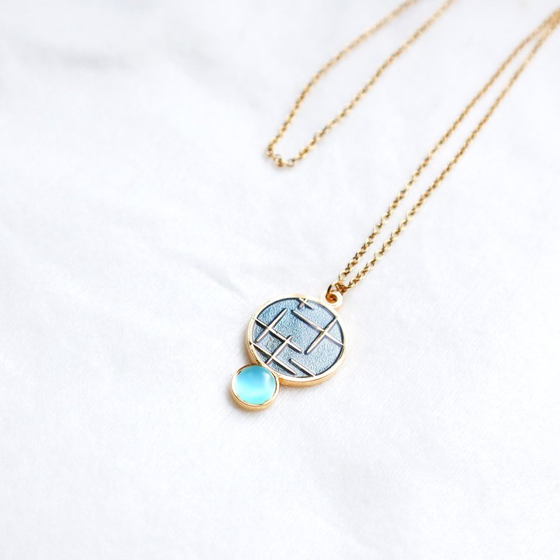 [Card Necklace] Taiwanese cultural color model-Cross flower glass - สร้อยคอ - โลหะ 