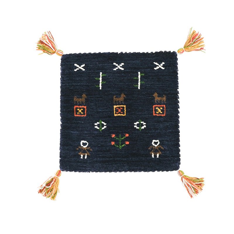 tribal symbol mats_navy bule 彩色復古系列印度手工小毯 - 地墊/地毯 - 羊毛 藍色