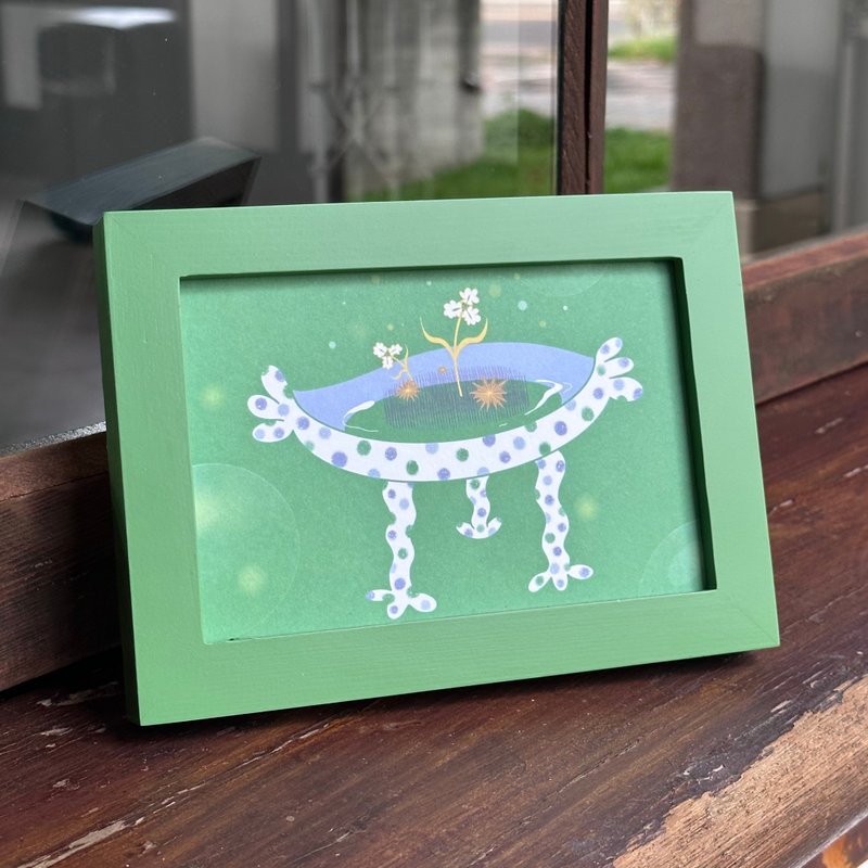 Picture frame art / Home decor / Vase postcard / Green - กรอบรูป - ไม้ สีเขียว