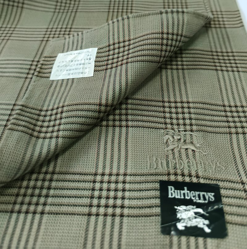 Burberry Vintage Handkerchief Pocket Square Greenish Brown 19 x 19 inches - 手帕 - 棉．麻 卡其色