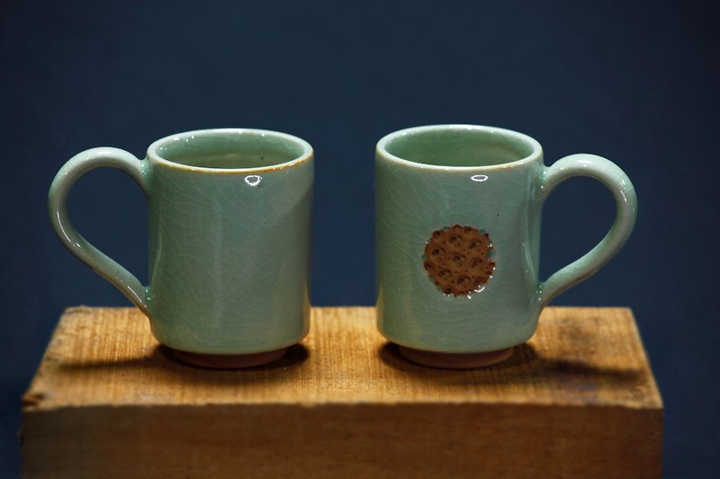 Sea Eclipse Pair Cup (Handle Version) 1 set - Cups - Porcelain Green