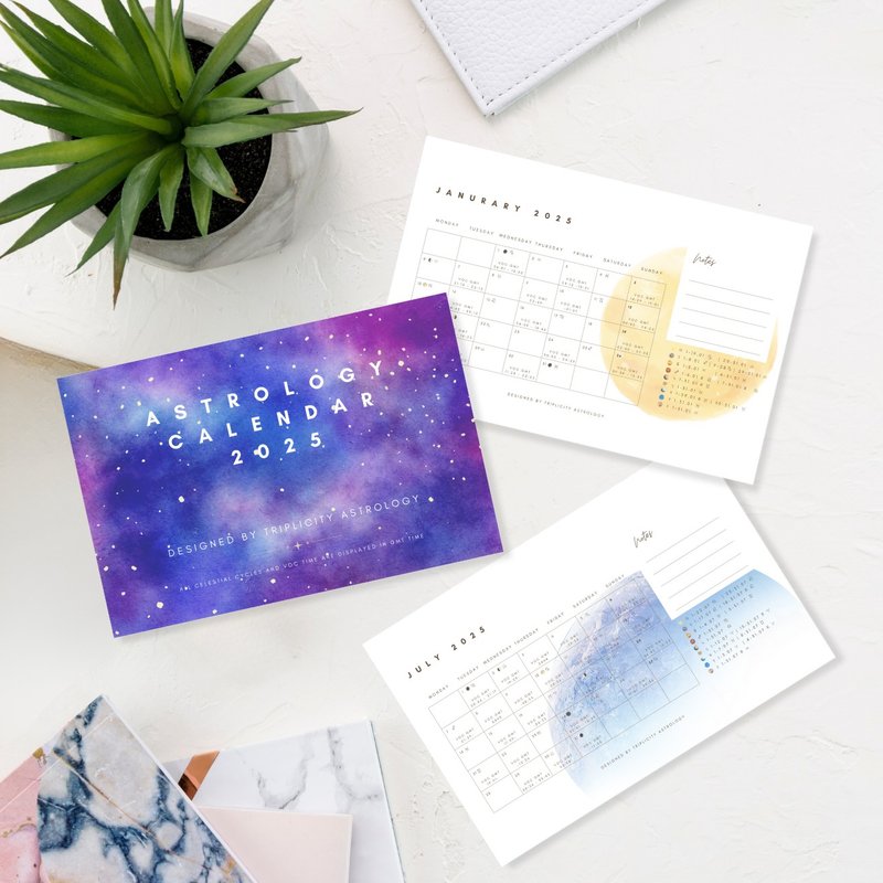 2025 Astrology Desktop Calendar – (FREE Mini Guide) - Calendars - Paper White