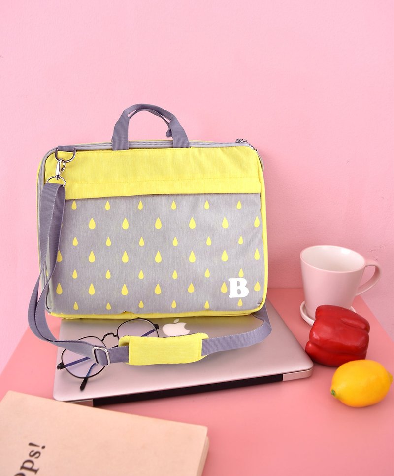 Yellow laptop bag 13 inch,14inch,15inch,15.6 customize with name, - 電腦包/筆電包 - 聚酯纖維 黃色