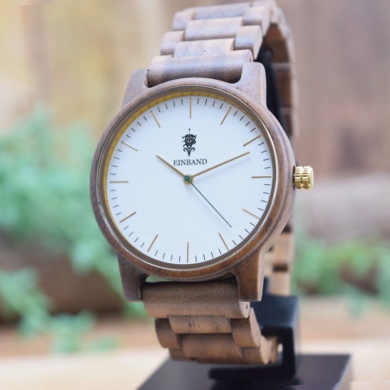 EINBAND Glanz WHITE 40mm WoodBelt Wooden Watch - Men's & Unisex Watches - Wood Brown